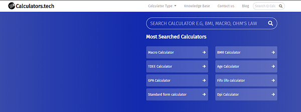 Calculators.tech  website